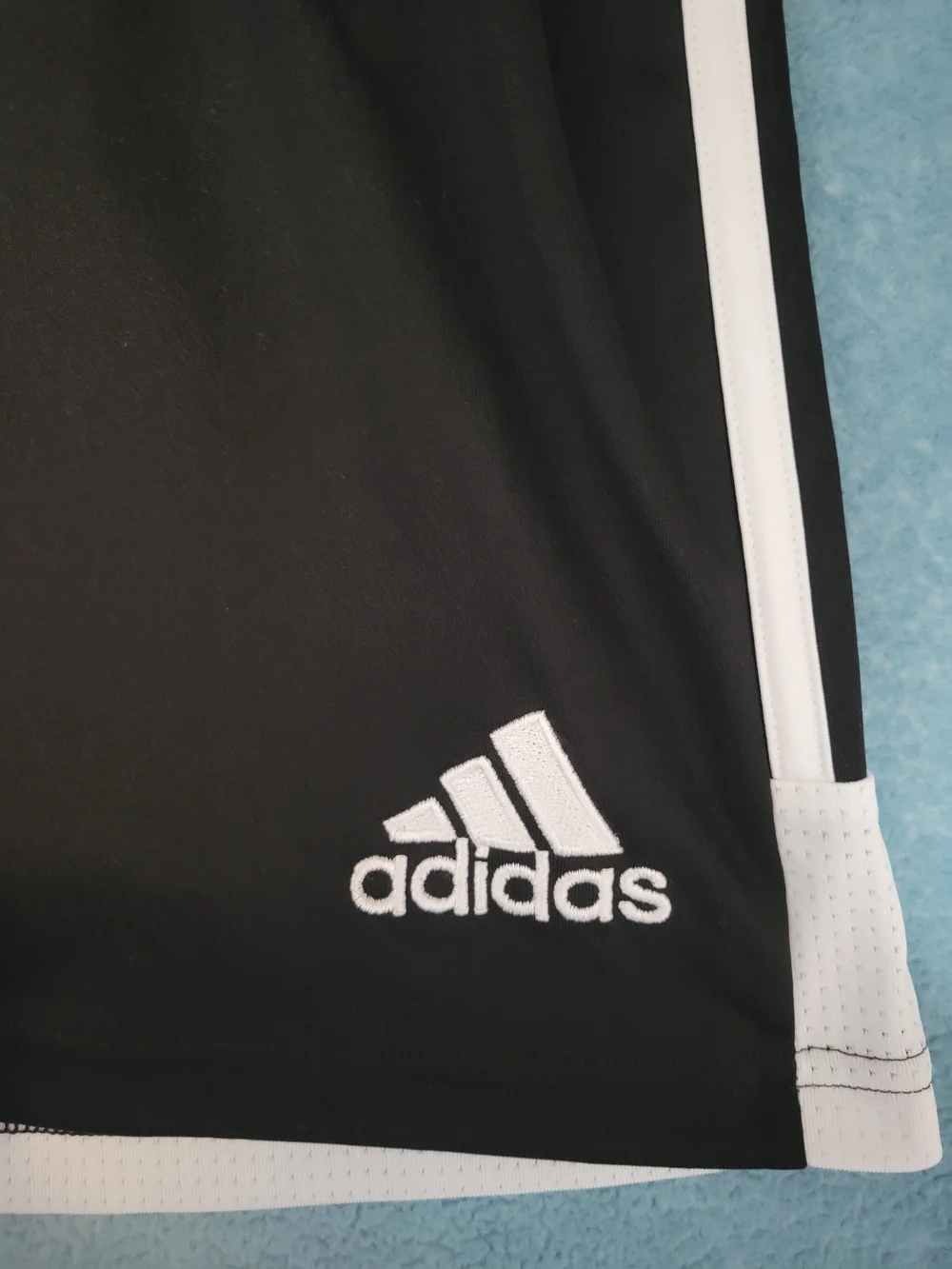 adidas Black Athletic Shorts with White Stripes